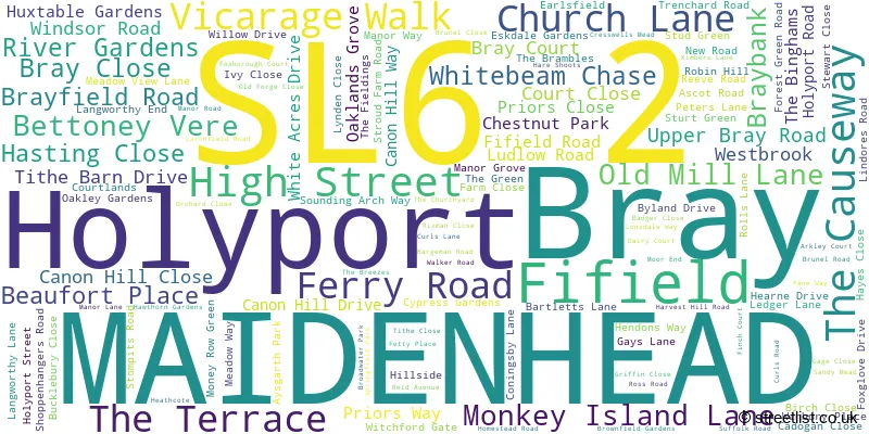 A word cloud for the SL6 2 postcode